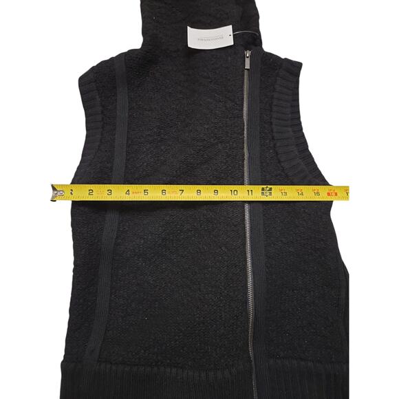 BANANA REPUBLIC Collared Full Zip Up Black Knit Sweater Vest Women Medium Wool - Picture 7 of 16